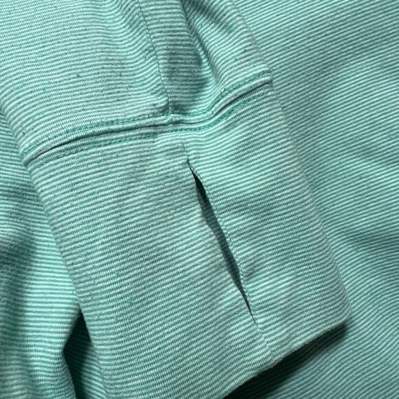 Lands End Long Sleeve Mock Neck Top Womens Large Stripe Layering Thumbhole - Picture 7 of 8